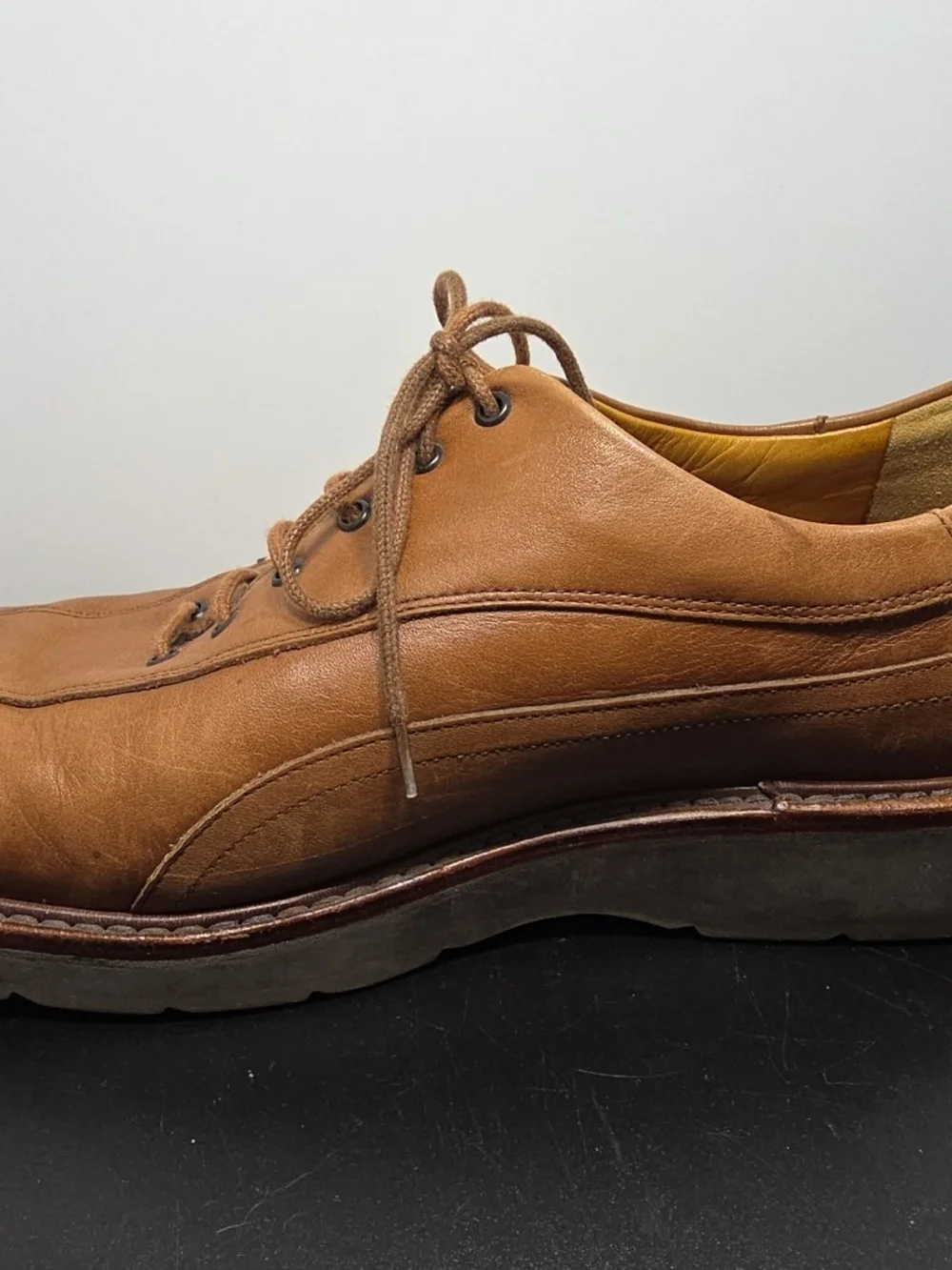 Mephisto Abel Leather Walking Shoes Mens Sz 9 Brown Shock Absorbing Sole